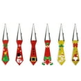 thumbnail image 1 of 6 piezas de corbatas navideñas con forma de Papá Noel, árbol de Navidad, muñeco de nieve, decoración navideña, corbatas elásticas ajustables para adultos y niños, accesorios para fiestas, 1 of 6