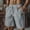 Gray, variant on Shorts Men Board Cotton Linen Bermuda Elastic Waist Green Drawstring Solid 7 Inch Shorts for Men L