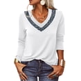 thumbnail image 1 of Jersey con cuello en V de leopardo, camiseta holgada informal de manga larga, túnica suave de moda para mujer, 1 of 5