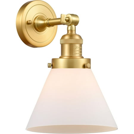 

Satin Gold Tone Wall Sconces 8 Wide Steel/Cast Brass/Glass Medium Base 1 Light Fixture