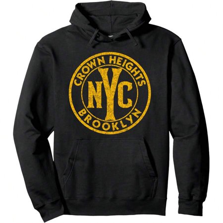 Crown Heights Brooklyn NYC Circle Sign Distress Amber Print Pullover Hoodie