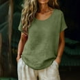 thumbnail image 2 of Rutainlusire Ladies Soft Breathable Relaxed Fit Tops Womens Casual Fashion Solid Color Short Sleeve Tops, 2 of 5