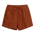 thumbnail image 7 of Cotton Shorts For Women Flowy Drawstring High Waisted Lightweight Shorts with Pockets Casual Summer Vacation Beach Clothes Orange, 7 of 7