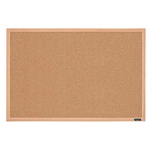 Quartet Cork Board Bulletin Board, 23" x 35" Framed Corkboard, Oak Frame, Decorative Hanging Pin Board, Perfect for Office & Home Decor, Home School Message Board or Vision Board (35-380352)