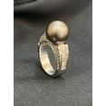 thumbnail image 6 of Pave 9.60 Cts Baguette Round Cut Diamonds South Sea Pearl Party Ring In Stamped 18K White Gold, 6 of 13