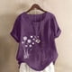 thumbnail image 1 of TaTaai Women's Everyday Casual Blouse, Linen Feel Round Neck T-Shirt, Short Sleeve Comfortable Top for All Occasions Gift, 1 of 5