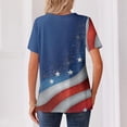 thumbnail image 3 of Iaqnaocc 4th Of July Womens Tops Summer Button Down V-Neck Retro T Shirt Independence Day American Flag Stars Striped July 4th Celebration Short Sleeve Tee Tops Blue M, 3 of 3