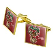 Oh Deer Dear Christmas Holidays Funny Square Cufflink Set - Silver or Gold