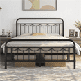 thumbnail image 4 of Alden Design Metal Platform Queen Bed with Vintage Headboard, Adult, Black, 4 of 11
