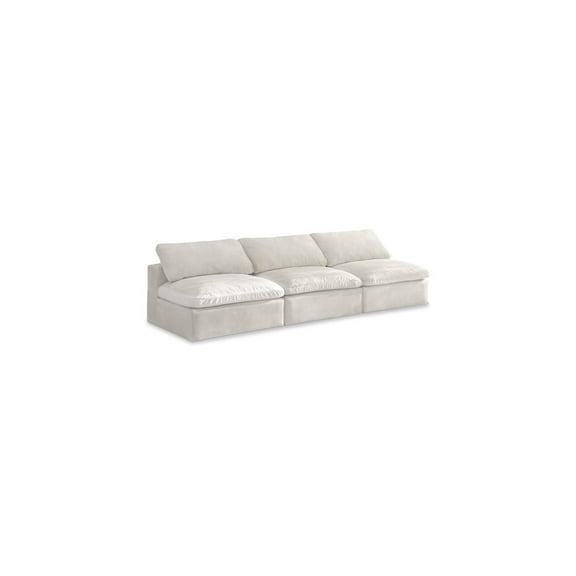 Meridian Furniture Cozy Cream Velvet Modular 3 Piece Armless Sofa