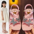 thumbnail image 4 of Gyujnb Toddler Girls Glitter Butterfly Sandals Pearl Strap Adjustable Buckle for Party Beach & Summer Casual Wear,8-9.5 Years, 4 of 9