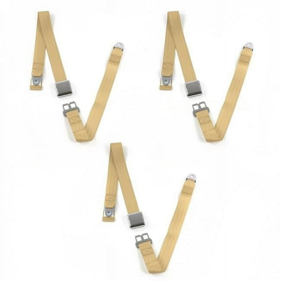 SafeTBoy 661913 Jeep Wrangler-TJ 1997-2006 Airplane 2 Point Tan Lap Bench Seat Belt Kit - 3 Belts