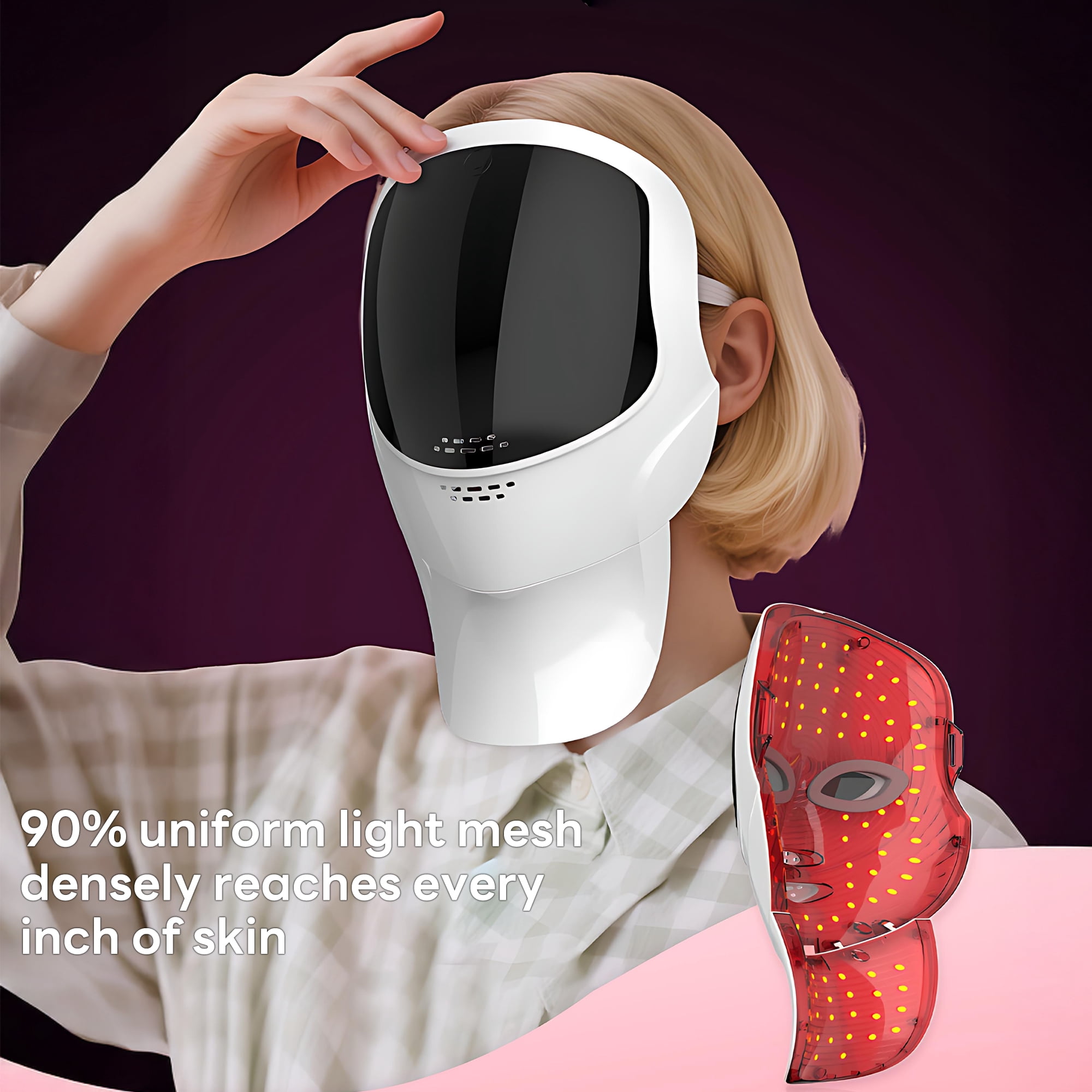 INSMART 7-Color LED Face & Neck Mask, Cordless Rechargeable Light Therapy Skincare Device for Daily Beauty Care