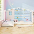 thumbnail image 2 of Gymax L-shaped Double Twin Beds House Platform Beds w/ Window & Fences ray White, 2 of 10