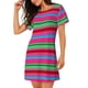thumbnail image 2 of Easygdp Colorful Mexican Stripes Camisón de manga corta para mujer, informal, estampado, 2 of 6