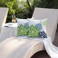 thumbnail image 2 of Green and Dark Light Blue Floral Pillow Covers 20x20 Set of 2 Outdoor Pillows Covers Waterproof Summer Pillowcovers Polyester Cushion Case Decor for Couch Patio Funiture Garden Porch 01U20, 2 of 5