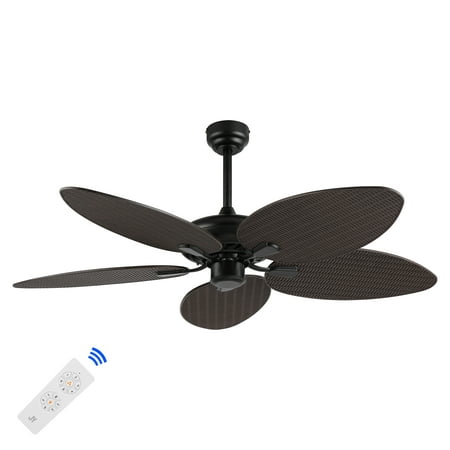 

Raffles 52 Bohemian Industrial Iron/Plastic Mobile-App/Remote-Controlled 6-Speed Palm Blade Ceiling Fan Dark Brown Wood Finish
