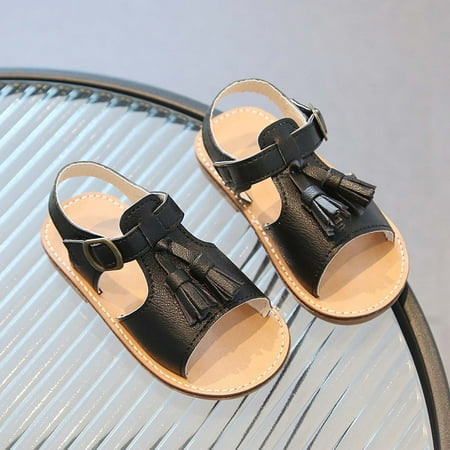 

Hipattires Toddler Girls Shoes Solid Comfy Black Fashion Sandals Boys Shoes
