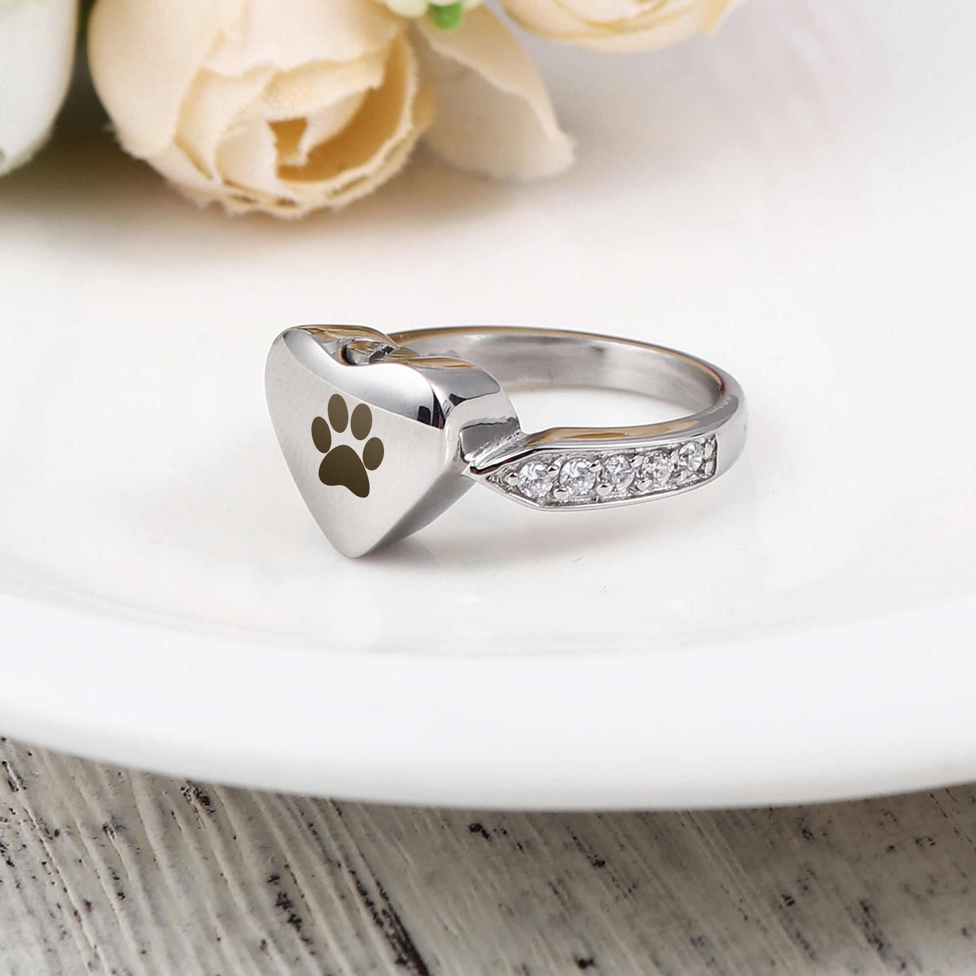 Custom Icon Cremation Jewelry, Personalized Ring for Ashes, Pet's Memorial Keepsake, Free Jewelry Box & Filling Tool [Size 7, Icon Engraving, 8-Icon to Choose]