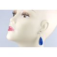 thumbnail image 4 of Sterling Silver Kyanite Earrings Deep Blue Large Fat Smooth Wide Teardrop Dangle Drops Designed for Adult Women, 4 of 5