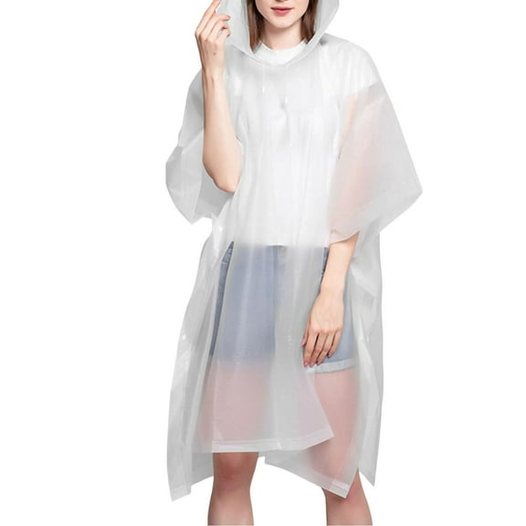 Heavy Duty Raincoats for Adults - 1 Pack Reusable Rain Ponchos with Drawstring Hood for Emergency Weather