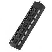 Tebru 7 Port USB Hub,USB 2.0 Hub Splitter,480Mbps 7 Port USB Hub No Conflict Plug & Play 7 Port USB 2.0 Hub for Mouse/Printer/Scanner