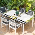 thumbnail image 2 of Lemon Gnomes Table Cloths for 5 Foot Rectangle Tables, Summer Botanical Yellow Fruit Black Lattice Patio Waterproof Elastic Fitted Tablecloths, Washable Rectangular Table Cover for Camping, 2 of 8