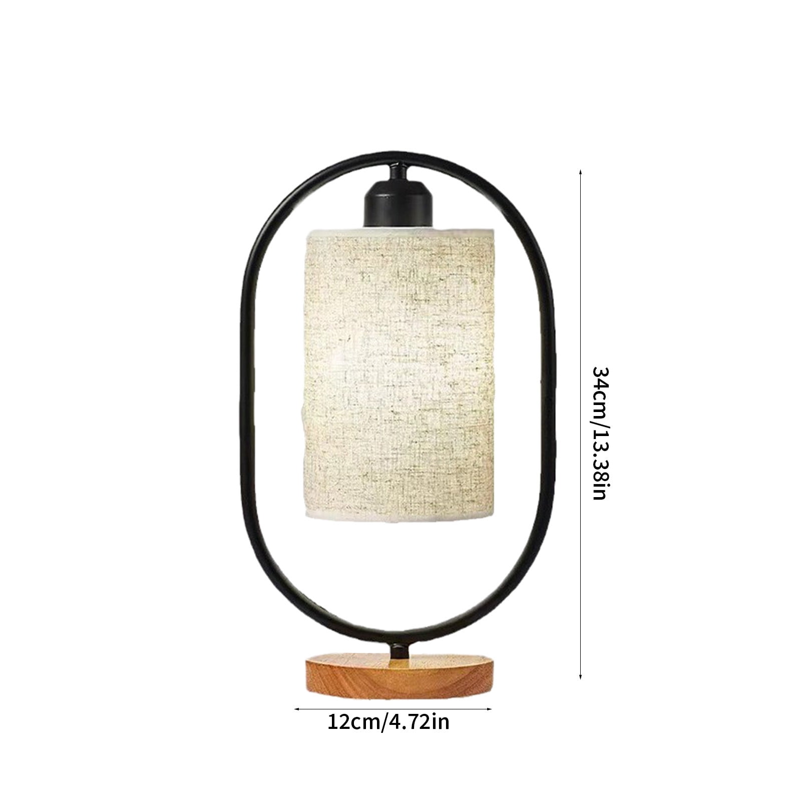 potrochi Small Table Lamp for Bedroom - Bedside Lamps for Nightstand, Minimalist Night Stand Light Lamp with Round Linen Fabric Shade, Desk Reading Lamp for Kids Room Living Room Office Dorm