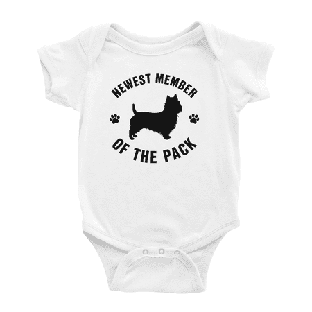 

Newest Member of The Pack Australian Terrier Dog Funny Baby Jumpsuits Boy Girl
