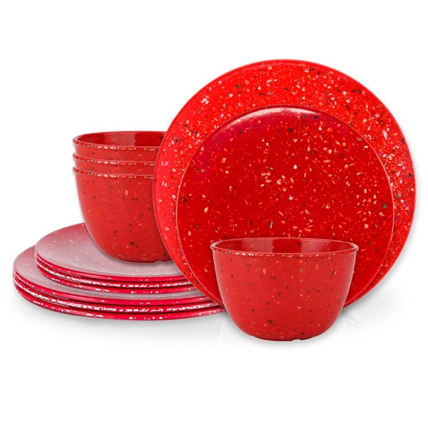 Zak Designs Confetti Melamine 12Piece Dinnerware Set Dinner Plates