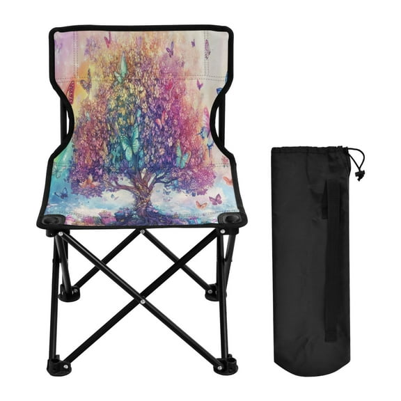 YAZAOO Camping Chairs Modern Colorful Tree with Butterflies Pattern Folding chair