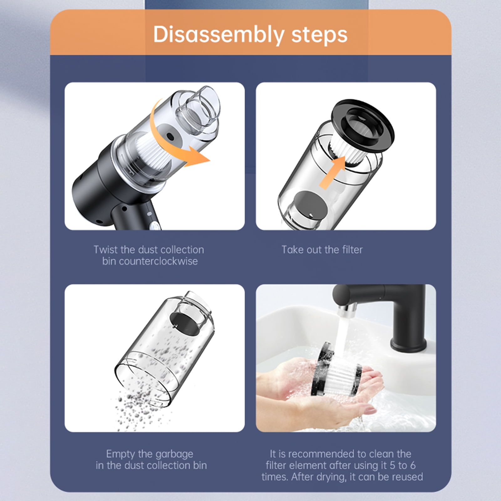 Car Cleaner with LED Light Cordless Compressed Air Duster Handheld Vacuum Keyboard Cleaner for Interior