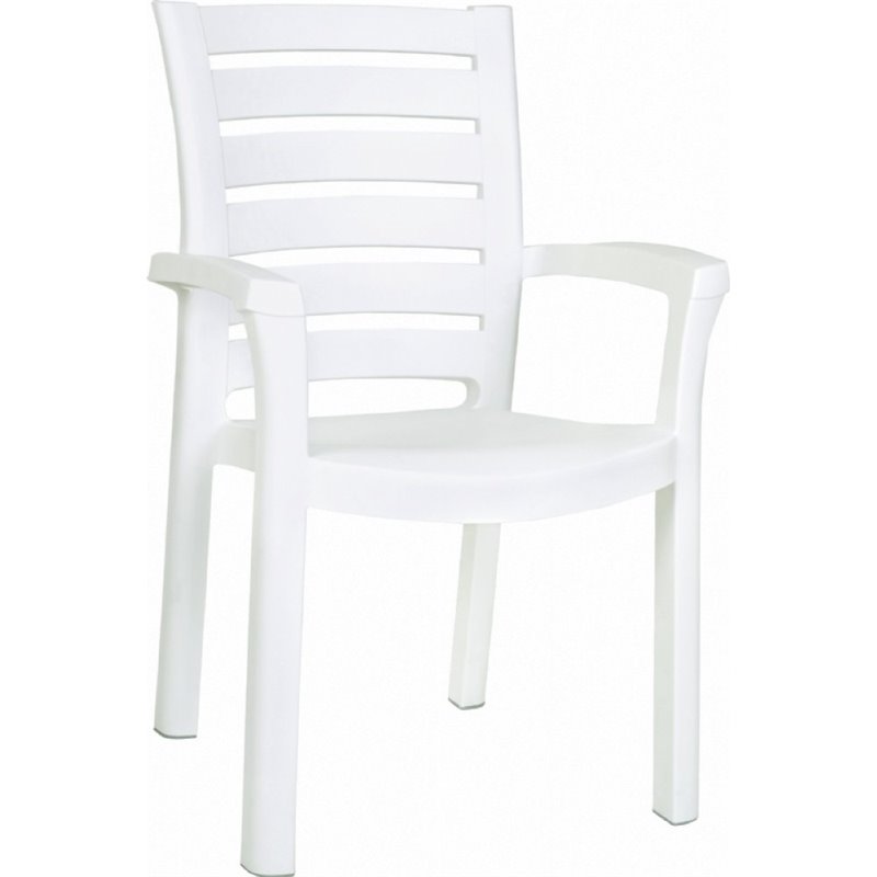 Kingfisher Lane Resin Patio Dining Arm Chair in White