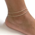 thumbnail image 2 of czcpp-Layered Ankle Bracelets for Women Gold Anklets for Women Gift Dainty Lip Chain Anklet for Women Waterproof Cute Satellite Bar link CZ Dot Twisted Rope Paperclip Chain Snake Ankle Bracelet, 2 of 4