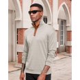thumbnail image 3 of Lexiart Men's Casual Corduroy Sweatshirt Long Sleeve Thermal Stand Collar Button Pullover Sweatshirts Navy Blue, 3 of 7