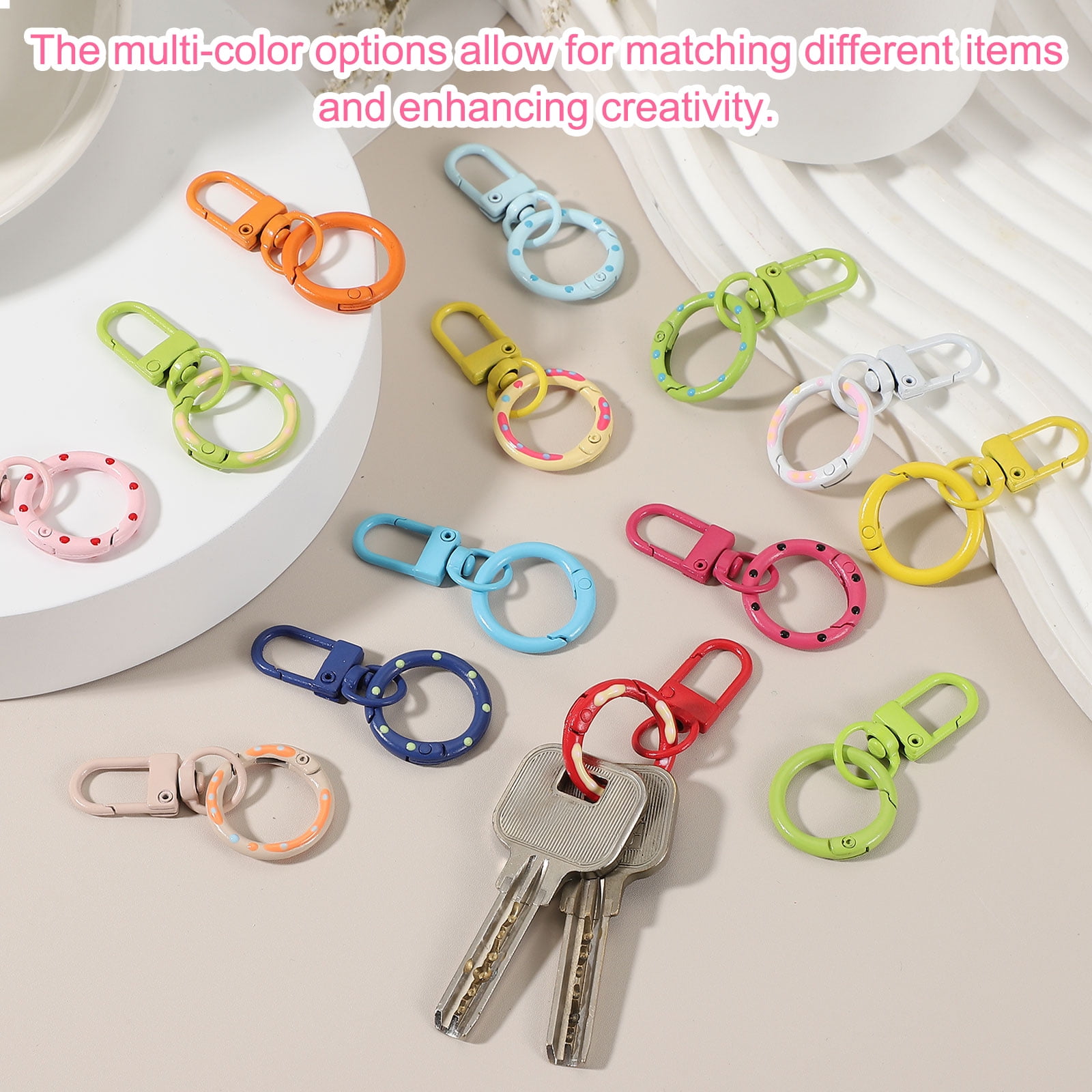 Uxcell 36 Pcs Lobster Claw Clasp, Colorful Metal Keychain Clasp Swivel Hooks with Spring Key Rings Trigger Clips for Bag Door Key Chains DIY Craft Jewelry Making, Orange
