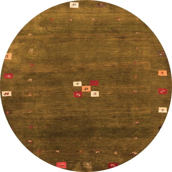 Ahgly Company Indoor Round Abstract Orange Contemporary Area Rugs, 5' Round