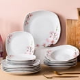 thumbnail image 3 of VEWEET, Series Annie, 18-Piece Porcelain Dinnerware Sets, Ivory White Dinner Set , Service for 6, 3 of 9