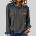 thumbnail image 2 of Fewfanhot Long Sleeve Shirts for Women Oversized Cable Knit Sweaters Chunky Long Sleeve Denim Crew Neck Knit Pullover Tunic Sweaters, 2 of 6