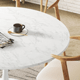 thumbnail image 6 of Cvortll 42"Round Dining Table，Elegant Tulip Table Round for Kitchen with Marble Dining Table and Base，Mid-Century Modern Round Coffee Table，Kitchen Living Room Home Office, White, 6 of 10