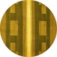 thumbnail image 1 of Ahgly Company Indoor Round Abstract Yellow Modern Area Rugs, 3' Round, 1 of 4