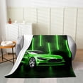 thumbnail image 2 of Erosebridal Race Car Blanket Throw 50x60,Race Car Throw Blanket Neon Lights Sports Car Fuzzy Blanket Extreme Sport Vehicles Fleece Blanket Racing Car Bed Blanket for Sofa Bed,Green, 2 of 4