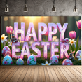 thumbnail image 6 of Happy Easter Themed Decorative Banner with Bunny and Eggs Backdrop for Easter Party Easter Decoration Photography Props Family Gatherings Spring Celebrations, 6 of 7
