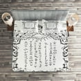 thumbnail image 3 of Ambesonne White Quilted Coverlet 3 Pcs, Gothic Medieval Magic, King Size, White Black, 3 of 3