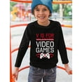 thumbnail image 6 of Tstars Boys Unisex Valentine's Day Shirts for Kids Love V Is for Video Games Funny Humor Gamer Gift Idea for Boy Youth Kids Long Sleeve T Shirt, 6 of 6