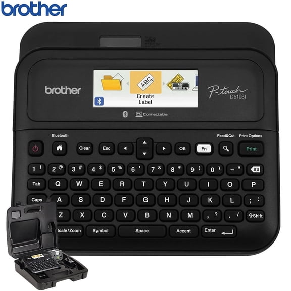 Brother PTD610BT Business Professional Connected Label Maker Bundle, INCLUDES Carrying Storage Case