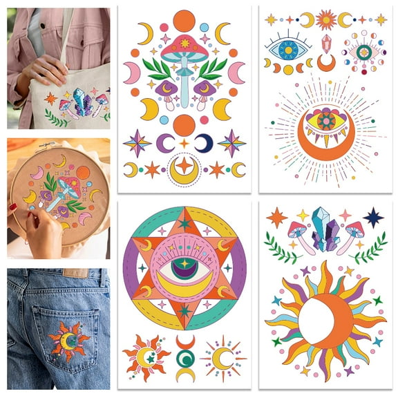 1set Carnival Cloth Water Soluble Embroidery Patterns Wash Away Embroidery Stabilizer Stick and Stitch Embroidery Paper Mixed Shapes 297x210mmm 4pcs/set