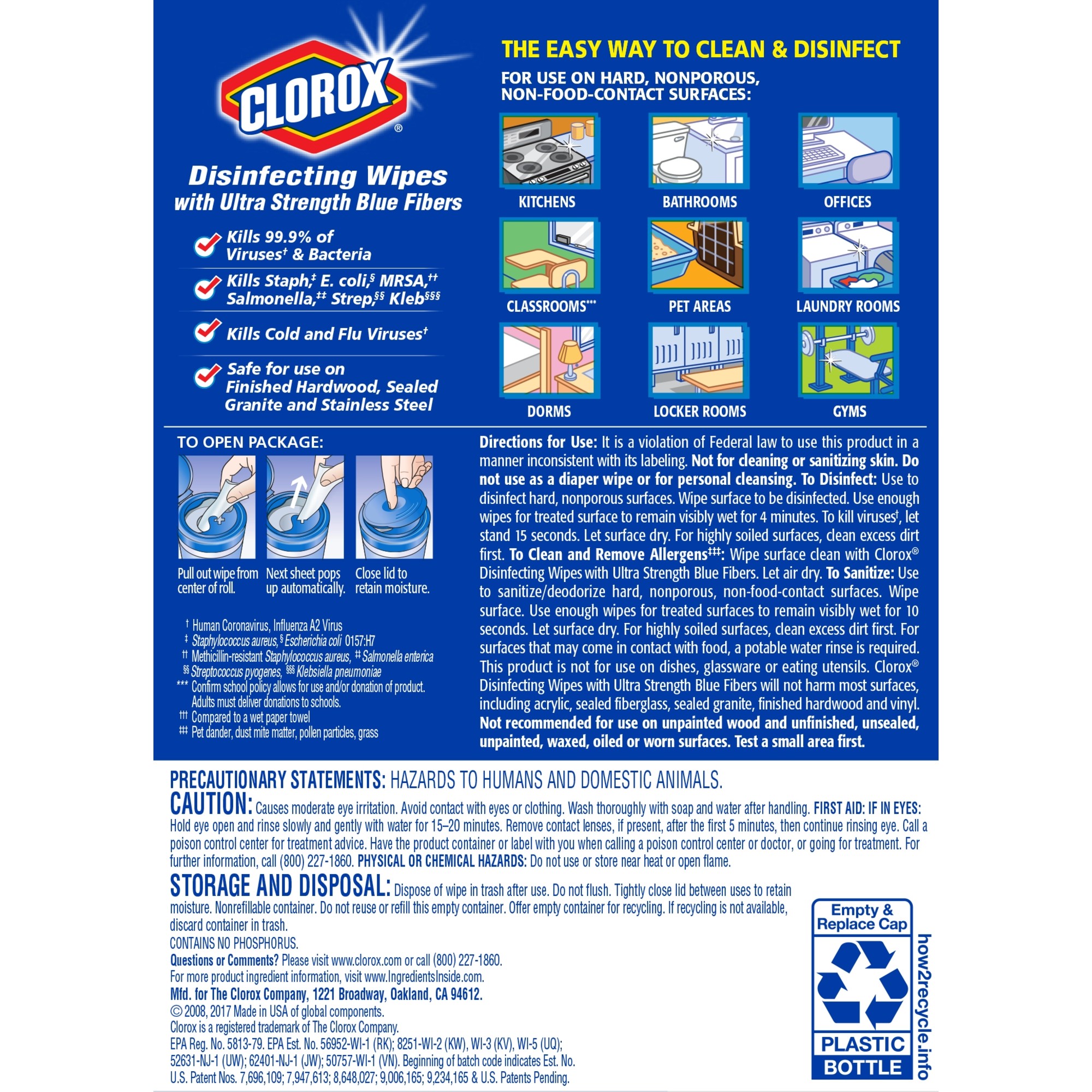 Clorox Disinfecting Wipes with Ultra Strength Blue Fibers, Crisp Lemon - 1 Canister - 65 Wipes - image 7 of 7