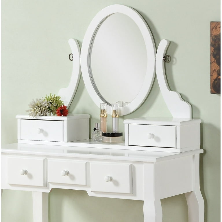 Zeke wood makeup vanity set with mirror discount