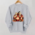 thumbnail image 3 of TKLPEHG Womens Thanksgiving Shirts Crew Neck Pumpkin Graphic Sweatshirt Long Sleeve Loose Fit Fall Fashion Tops Casual Holiday Pullover (Gray,M), 3 of 8
